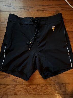 Men's Cookie Black Swim Board Shorts with Gold Accent V2 - 5" inseam